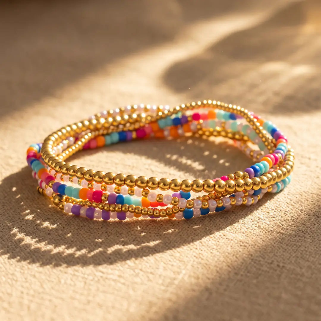 Multi-Piece Summer Beaded Bracelet Set