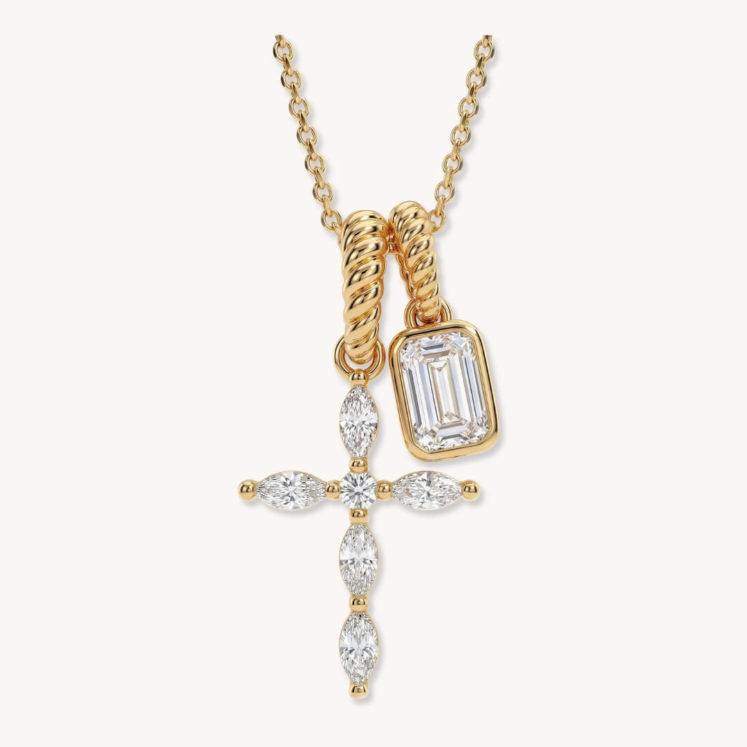 Cross & Emerald Charm Necklace