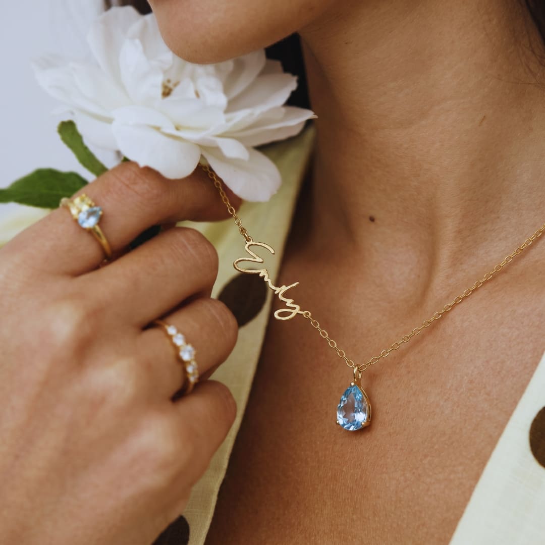 Signature Name & Birth Stone Necklace