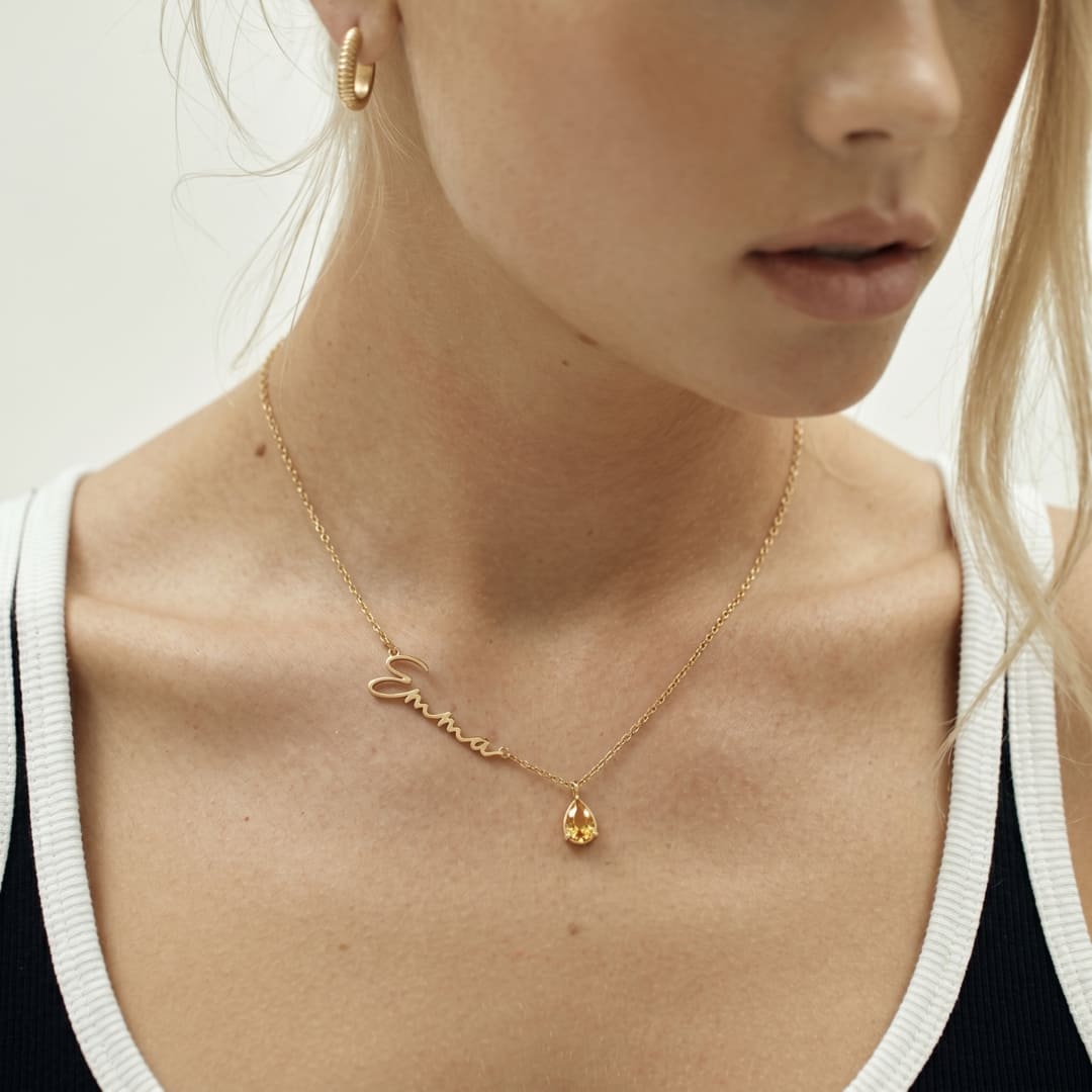 Signature Name & Birth Stone Necklace