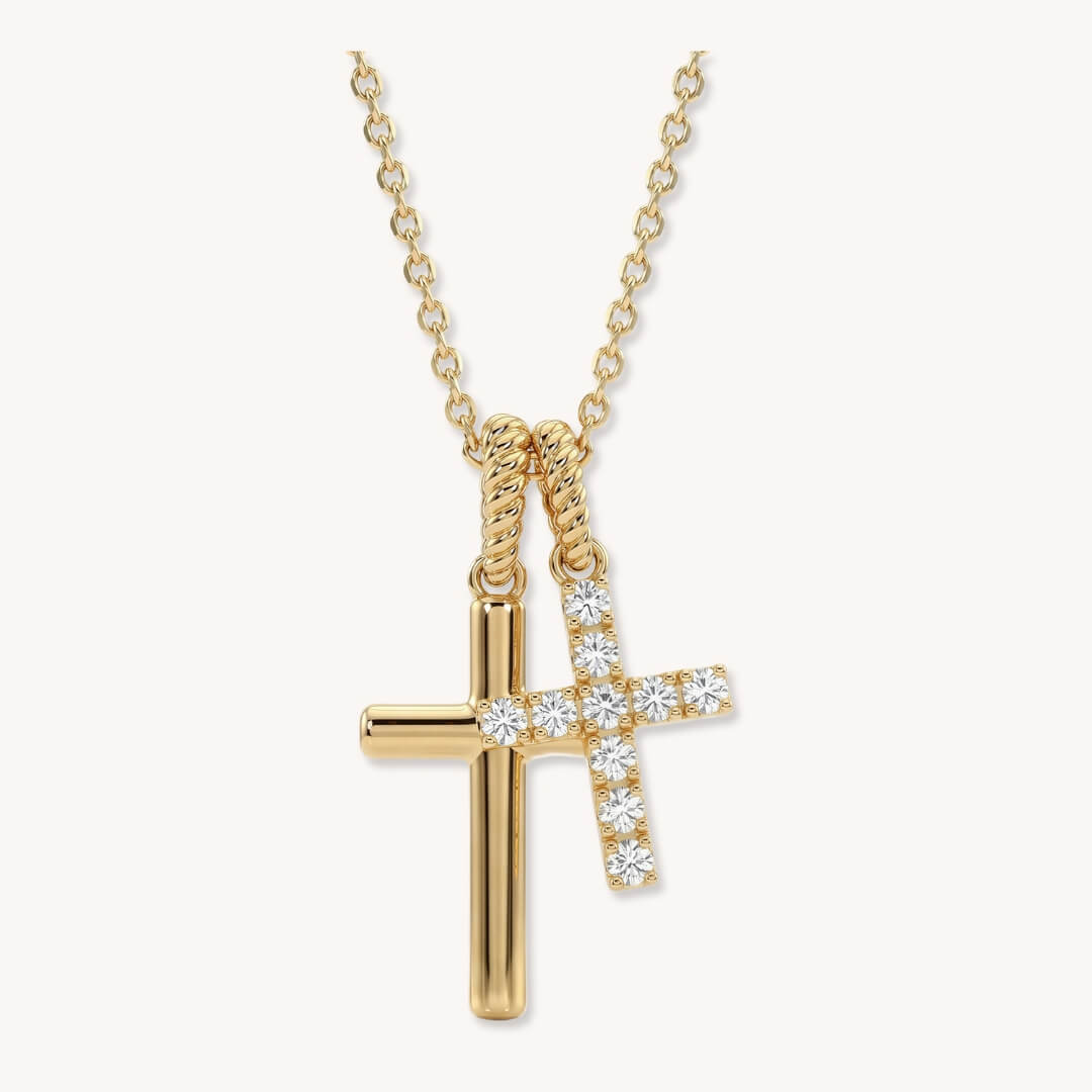 Cross & Emerald Charm Necklace