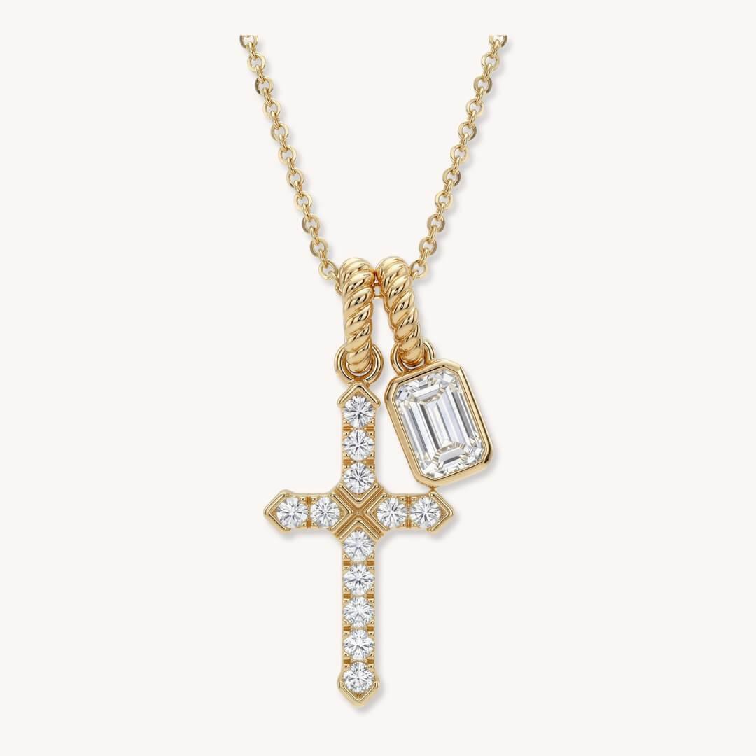 Cross & Emerald Charm Necklace