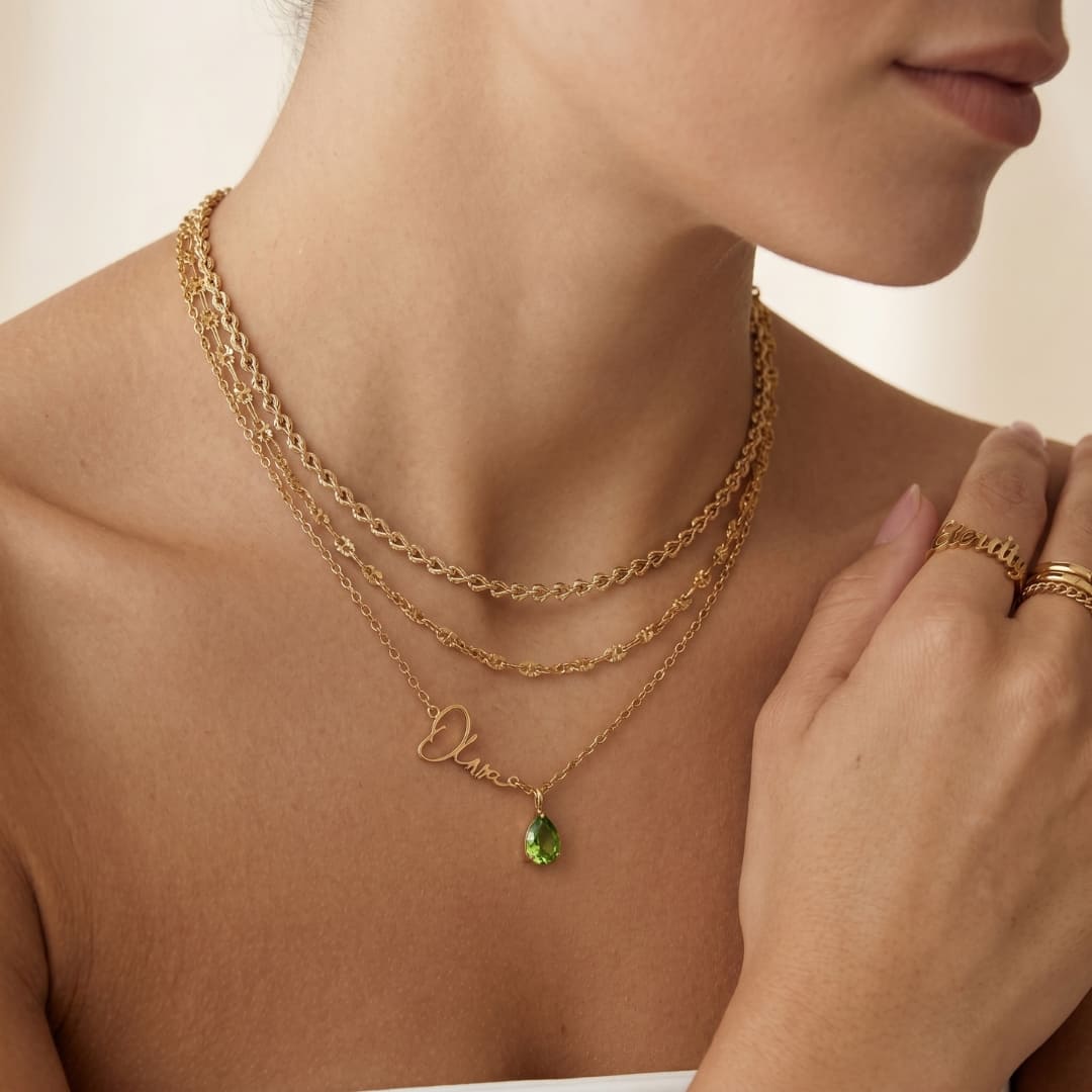 Signature Name & Birth Stone Necklace